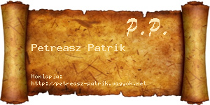 Petreasz Patrik névjegykártya